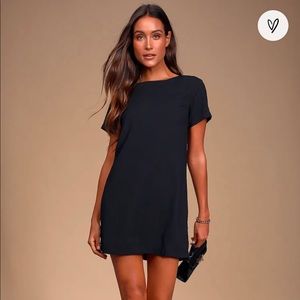 Black shift mini dress